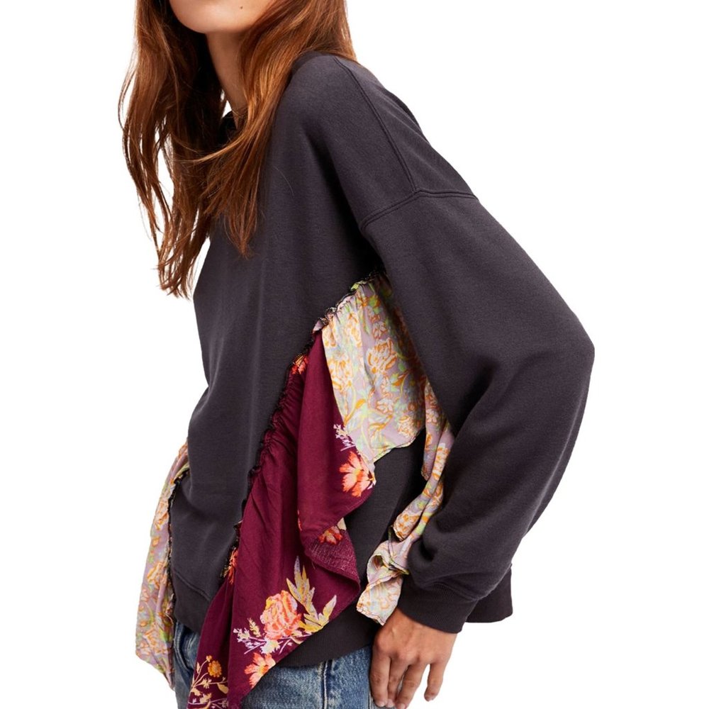 Free people She's Just Cute draped fabric sweatshirt. Small.
